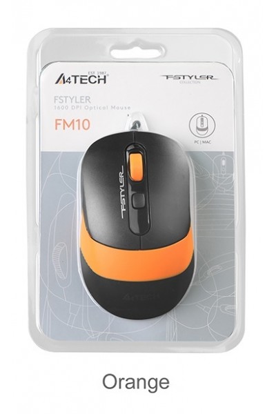 KRN020214 ماوس A4 Tech Fm10 USB Fstyler برتقالي بصري 1600 نقطة في البوصة