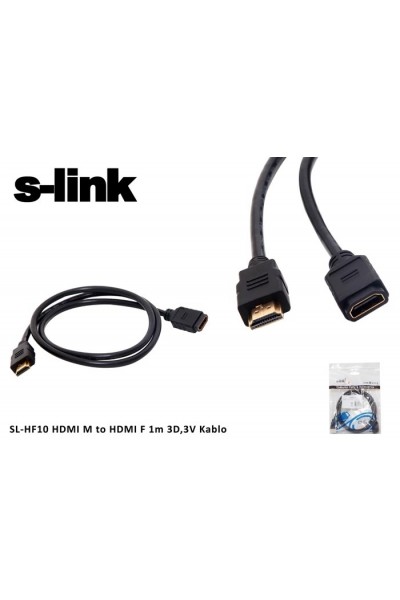 KRN020417 S-link SL-HF10 HDMI m إلى HDMI f 1 Mt 3d,3v كابل HDMI ذكر إلى HDMI أنثى تمديد