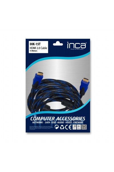 KRN020552 كابل Inca IHK-15T 2.0 15mt HDMI بسرعة 18 جيجابت في الثانية 4K و2K وFULL HD