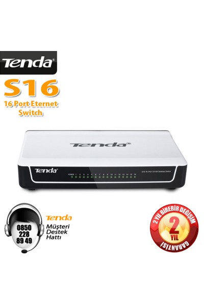 KRN020835 Tenda S16 16 Port 10-100 Mbps Switch حافظة بلاستيكية