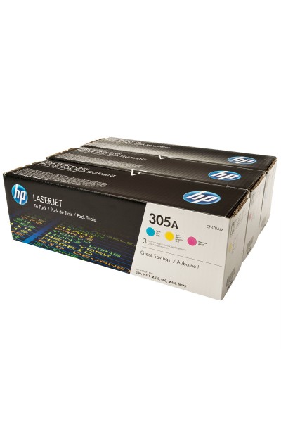 KRN020964 حبر HP 305A سماوي وأحمر وأصفر 3 مجموعات CF370AM CE411A-CE412A-CE413A