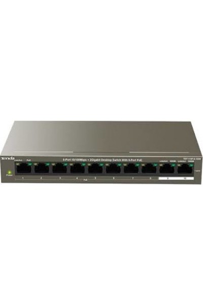 KRN021082 Tenda TEF1110P-8-63W 10 Port 8 Port Poe+ 10-100 + 2 Port 10-100-1000 سويتش