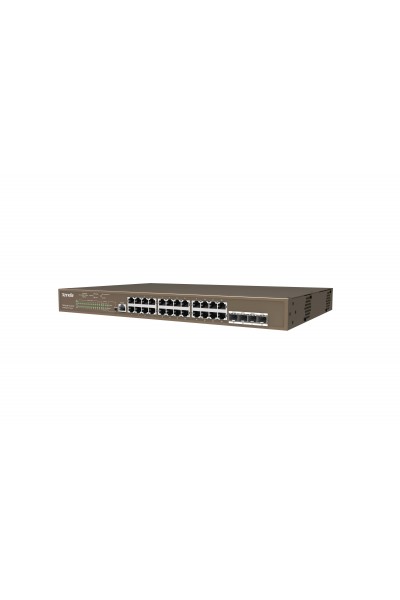 KRN021159 Tenda TEG5328P-24-410W 24 Port Poe+ 10-100-1000 Switch 4 Port SFP L2 Steel Case Rack Mount