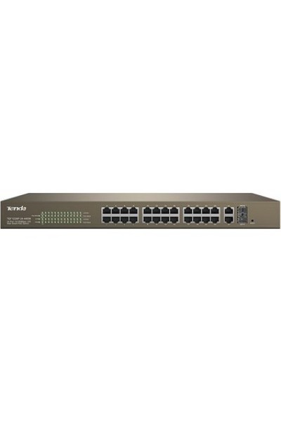 KRN021214 Tenda TEF1226P-24-370W 24 Port Poe+ 10-100 2 Port 10-100-1000 2 Port SFP Switch Steel Case Rack