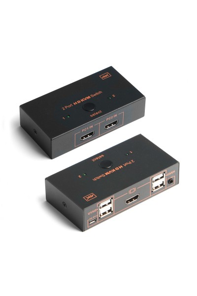 KRN021671 داكن DK-AC-KVMHD01 2x HDMI 4x USB KVM SWITCH 4K-30 هرتز