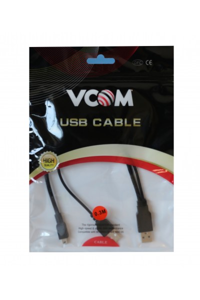KRN022603 Vcom Usb 2.0 2-Mini USB 5Pin أسود 0.3M