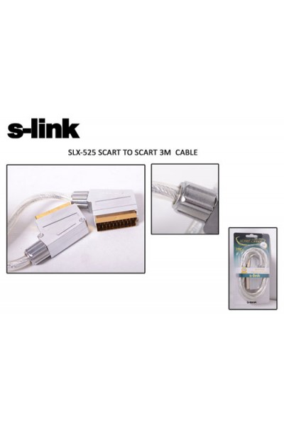 KRN022645 كابل S-link SLX-525 Scart to Scart 3mt ذهبي معدني