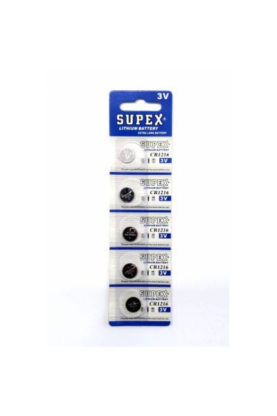 KRN023101 Supex CR1216-C5 بطارية ليثيوم 3 فولت، 5 عبوات