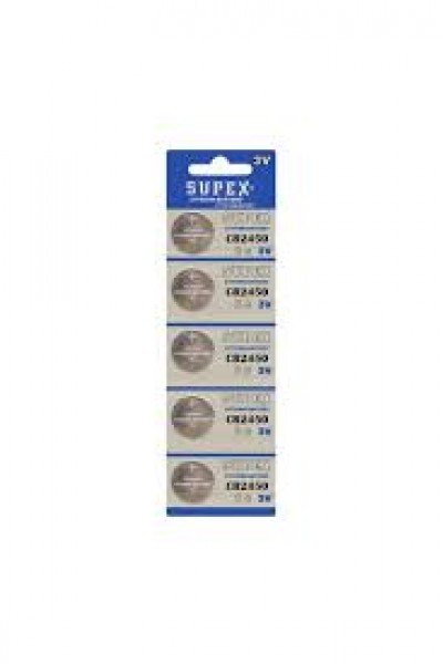 KRN023128 Supex CR2450-C5 بطارية ليثيوم 3 فولت، 5 عبوات