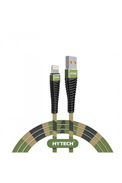 KRN023260 Hytech HY-X375 1.2M 3A Lightning Camouflage منقوشة خضراء مغلفة بيانات + كابل شحن