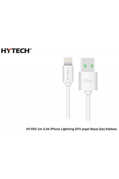 KRN023305 كابل شحن iPhone Lightning White بطول 1 متر و2 أمبير من Hytech HY-X93