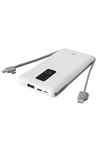 KRN023582 S-link IP-T100C 10000mAh Lightning+Micro+Type C كابل Powerbank مع شاشة LCD بيضاء