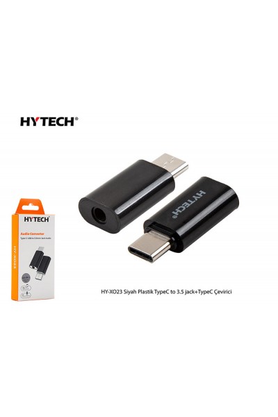 KRN024116 Hytech HY-XO23 بلاستيك أسود من TypeC إلى 3.5 مقبس + محول TypeC