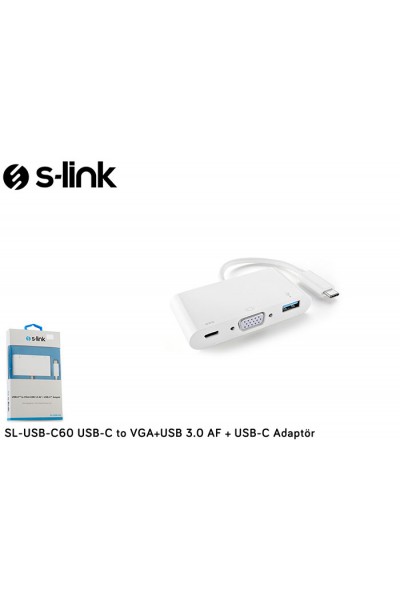 KRN024144 محول S-link SL-USB-C60 Type-c Male إلى Vga USB 3.0 Type-c