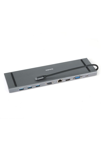 KRN024161 Dark DK-AC-U31X35 USB 3.1 Type C 10 in 1 Etht-HDMI-VGA-TFSD بطاقة Ok-USB3- سماعة رأس متعددة المحور