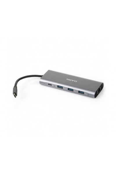 KRN024162 Dark USB 3.1 Type C 9 in 1 Ethernet - HDMI - TF SD قارئ بطاقات - USB 3.0 - محور محول سماعة الرأس