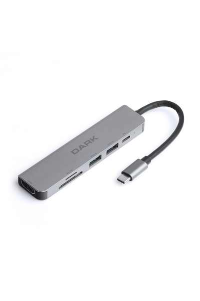 KRN024178 Dark DK-AC-U31X38 USB 3.1 Type-C 6 في 1 بطاقة SD HDMI-TF - USB 3.0 وUSB 2.0-USB-C PD محول HUB