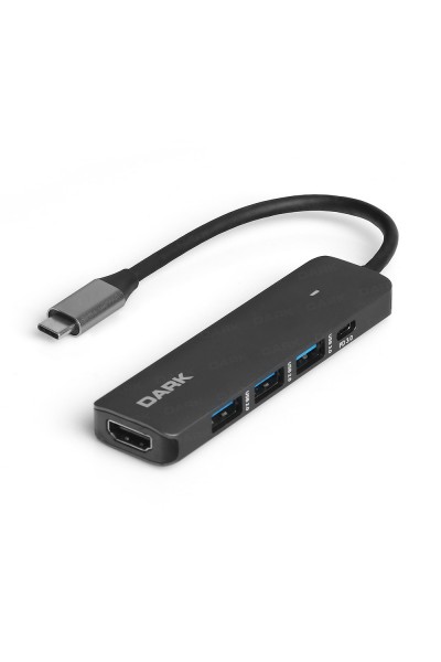 KRN024182 Dark DK-AC-U31X41 USB 3.1 Gen1 Type-C 5 في 1 HDMI-USB 3.0- USB-C وUSB-C PD محول HUB