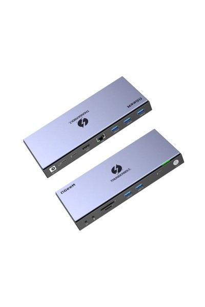 KRN024185 Qgeem QG-T4801 Thunderbolt 15in1 Type-C Eth 1000Mbps-HDMI 8K 30 هرتز- TF-SD-USB 3.0 5 جيجابت في الثانية- معدد إرسال