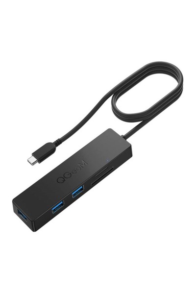 KRN024194 Qgeem QG-UH05C USB 3.0 النوع C 5 في 1 TF قارئ بطاقات SD - 3x USB 3.0 محول محول HUB