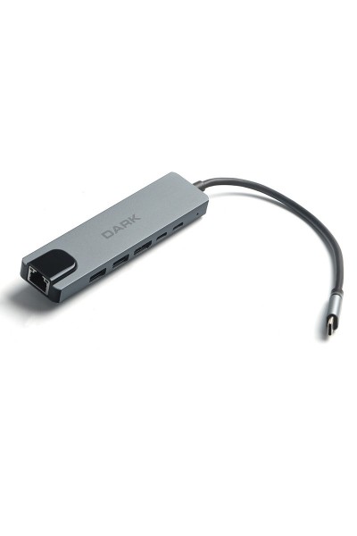 KRN024228 Dark DK-AC-U31X47 6 في 1 USB 3.2 Gen 1 Type-C إلى Ethernet - معدد إرسال HDMI