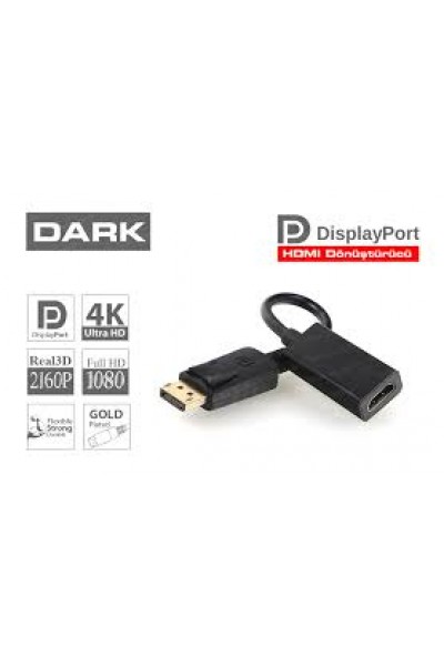 KRN024236 منفذ عرض DK-HD-ADPXHDMIV2 داكن إلى محول HDMI