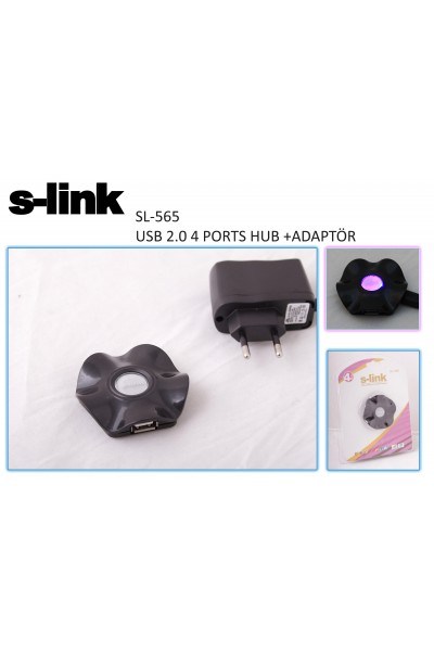 KRN024316 S-link SL-565 4 Port 2.0 USB معدد إرسال مع محول