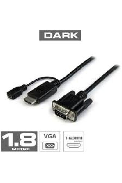 KRN024353 Dark DK HD AHDMIXVGAL180 1.8 متر HDMI - كابل VGA مدعوم بالطاقة