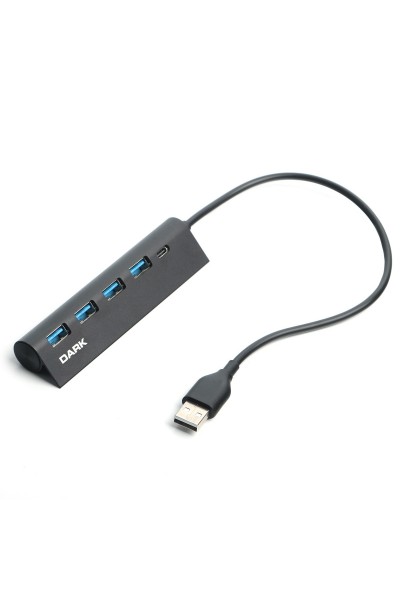 KRN024383 Dark DK-AC-USB346 USB Type-A إلى 1xUSB-C شحن 4 منافذ USB2.0 HUB