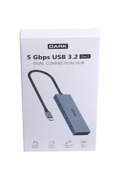 KRN024415 داكن DK-AC-USB312C 4 منافذ USB من النوع C HUB 2X USB3.0 Type-A و2X USB3.1 Type -C