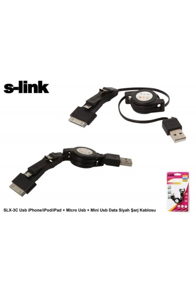 KRN025812 كابل S-link SLX-3C BL mini-micro usb+ipad-iphone 4-3gs