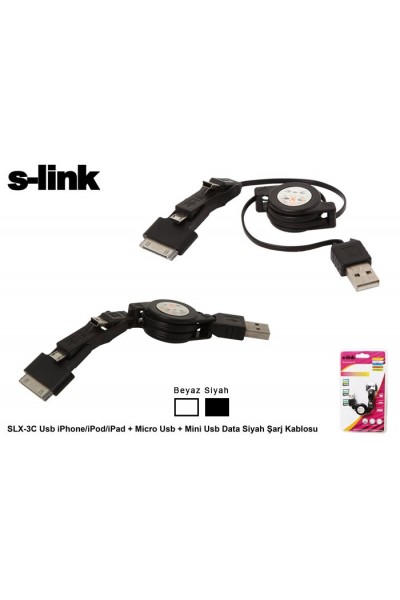 KRN025814 كابل S-link SLX-3C WH mini-micro usb+ipad-iphone 4-3gs