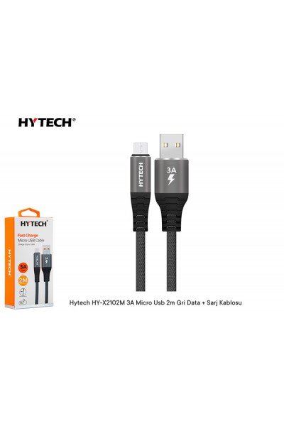 KRN025886 Hytech HY-X2102M 3A Micro USB 2m رمادي بيانات + كابل شحن