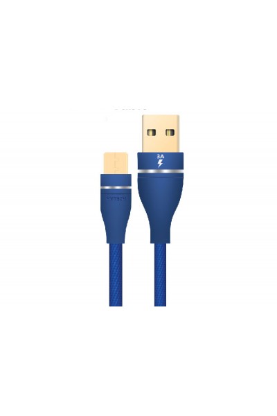 KRN025890 كابل شحن بيانات أزرق HY-X220 3A Micro USB بطول 1 متر من Hytech