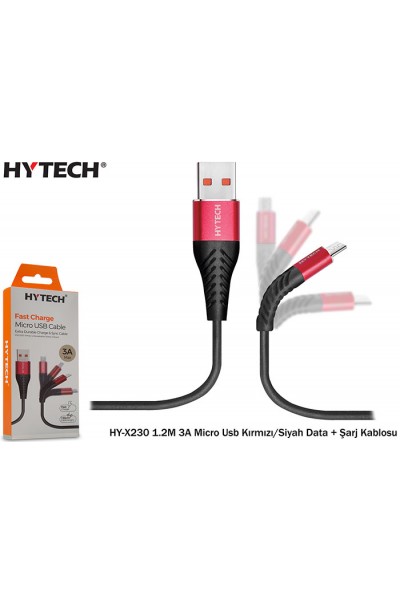 KRN025901 هايتك HY-X230 1.2M 3A Micro USB أحمر-أسود