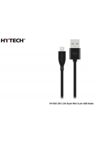 KRN025906 Hytech HY-X50 20 حزمة USB Mini 5pin 1M 1.5A كابل شحن أسود 20 حزمة