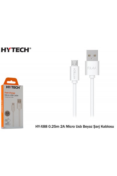 KRN025926 كابل شحن Hytech HY-X88 0.25m 2A Micro USB أبيض