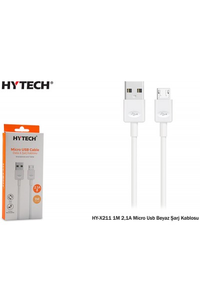 KRN025980 كابل شحن هايتك HY-X211 1M 2.1A Micro USB أبيض