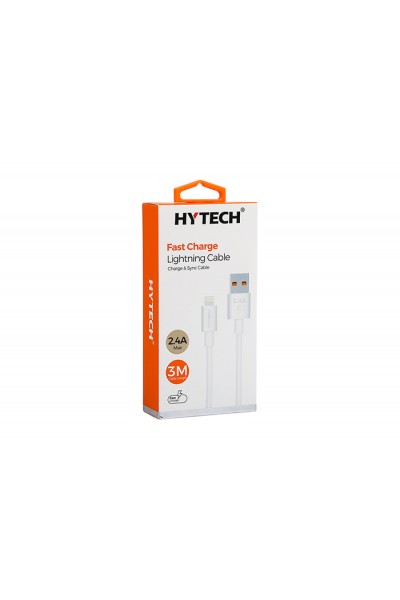 KRN025988 Hytech HY-X99 3m 2.4A USB إلى Lightning White Data + كابل شحن