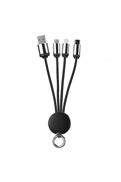 KRN025997 كابل شحن S-link SL-CP110 20 سم 2A MicroUSB+Lightning+TypeC 3 في 1 مع شعار LED