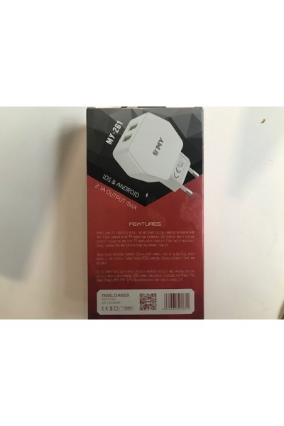 KRN026320 Emy My-261 2.1Mah 2Usb رأس شحن منزلي