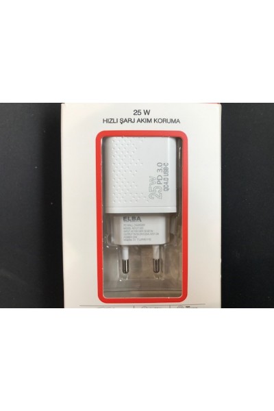 KRN026323 Elba ELB01-25WPD أبيض 25 وات رأس شحن نوع USB-C PD3.0-QC4.0 (الحماية الحالية - شحن سريع - مقاوم للحرارة)