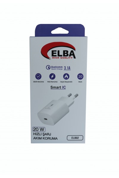 KRN026362 Elba ELB02-20WPD أبيض 20 وات USB-C رأس شحن PD 3.0-QC4.0 (حماية ذكية-شحن سريع-مقاوم للحرارة)