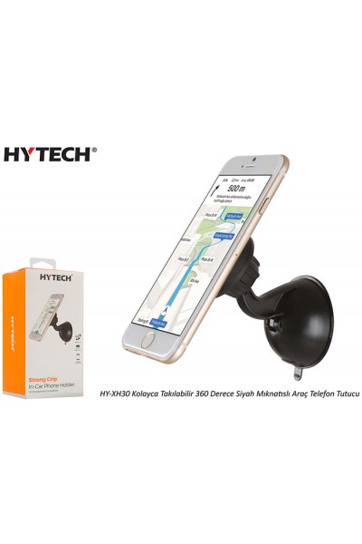 KRN026389 حامل هاتف مغناطيسي أسود من Hytech HY-XH30 قابل للتركيب بسهولة 360 درجة