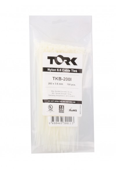 KRN026434 تورك TRK-200-3,5 ملم أبيض 100 قطعة ربطة كابل