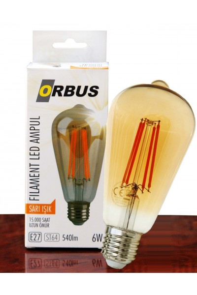 KRN026789 Orbus Orb-St6w 6w ضوء أصفر E27 A60 540lm 15.000 ساعة لمبة LED خيوطية