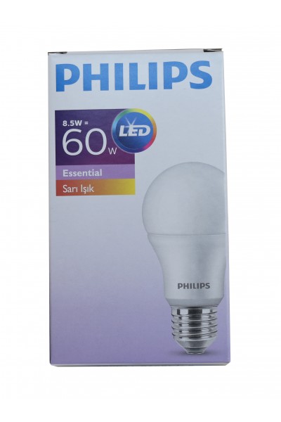 KRN026885 لمبة Philips Ess LED 8,5-60w e27 2700k لمبة صفراء (770085)