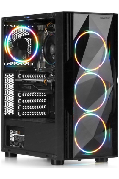 KRN027481 Dark Diamond PRO 500W 4x12cm RGB لوحة أمامية وجانبية أكريليك كاملة، حافظة كمبيوتر USB 3.0