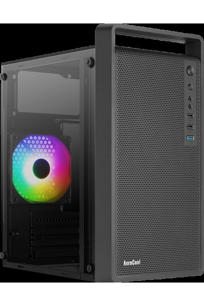 KRN027580 Aerocool AE-CS109G500 CS-109 500W 1x120mm FRGB USB 3.0 Micro ATX-Mini ITX حافظة سوداء