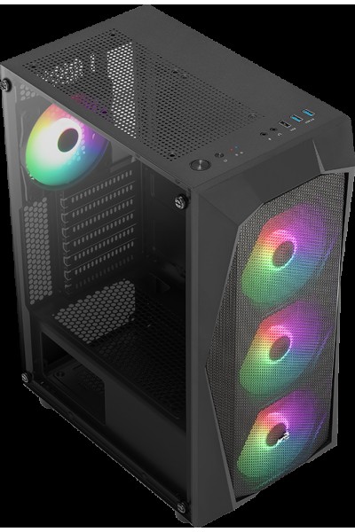 KRN027595 Aerocool AE-FLC-600W 4x120mm FRGB USB 3.0 Micro ATX-Mini ITX حافظة سوداء